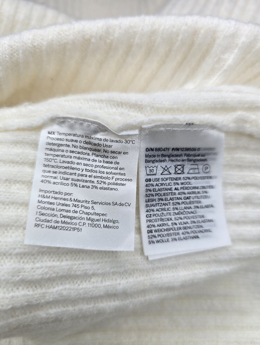 H&M Women Off-Shoulder Stretch Ribbed Knit Midi Dress in Cream Size Small - Picture 7 of 8